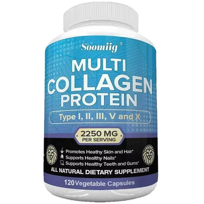 Collagen Peptides Capsules - Multi-Collagen Protein - for Hair Skin Nails Teeth Gums Joints, Gluten Free, Non-Gmo