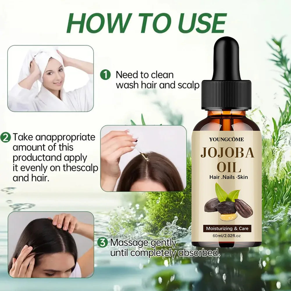 Organic Jojoba Oil, Pure Moisturizing Oil for Face, Hair, Skin Nails | Natural Cold Pressed Hexane Free Carrier Oil Hair Relaxer